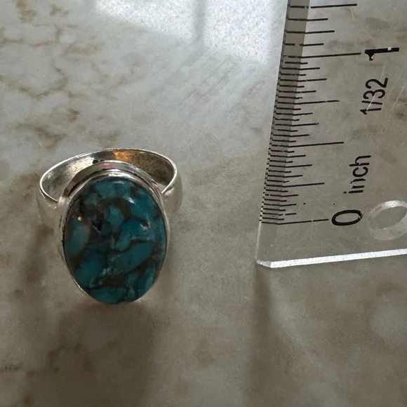 NWOT Sundance Desert Shimmer Ring, Copper Turquoise, Sterling Silver